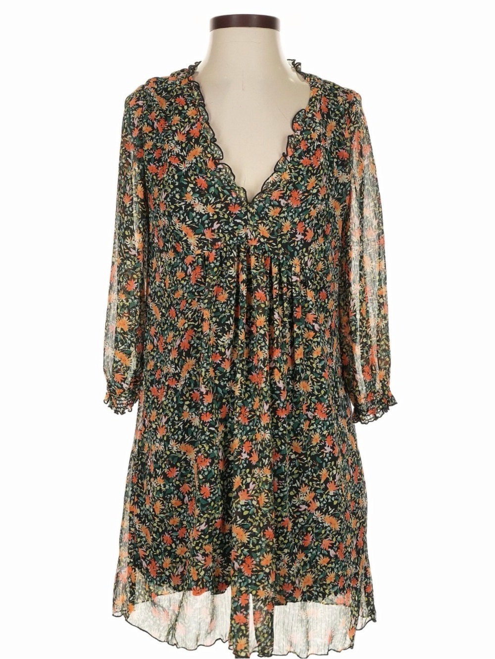 ZARA Floral V-Neck Smocked Waist Dress